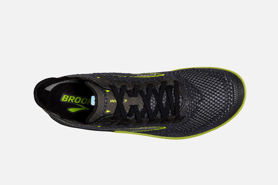 Brooks Israel Wire v7 Spikes Shoes Mens - Black/Green - CQX-973625